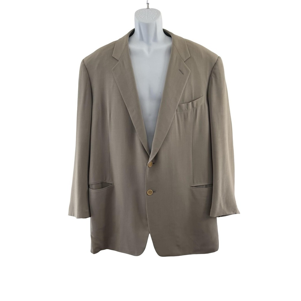 Vintage Giorgio Armani Suit Jacket Mens 50 Beige Wool Made Italy 2 Button 90s